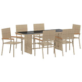 Garden Dining Set 7 pcs Beige Poly Rattan 3365426