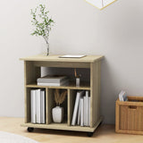 Storage Cabinet Sonoma Oak Engineered Wood Medium Rolling Cabinet 808479