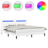 Bed Frame with LED Strip Lights White 180 x 200 cm Faux Leather 42028042