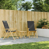 3 Piece Folding Bistro set with Dark Grey Cushions Bamboo 3208932