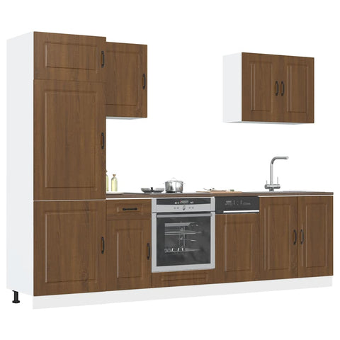 ZNTS 7 Piece Kitchen Cabinet Set Kalmar Brown Oak Engineered Wood 3314768