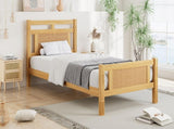 Wooden bed, 3ft single bed 90190cm, MDF with rattan paper, Sturdy bed slats, PineMDFPlywood, Wood N604P353107N