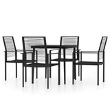 Dining Set Black Powder-coated steel, Glass, PVC hollow rattan 3099204