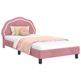 Children's Bed Frame with Headboard Pink 80 x 200 cm Velvet 42010911