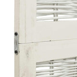 Room Divider 4 Panels White Solid Wood Paulownia 358675