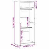 Wardrobe with Shelf Black Oak 80 x 50 x 200 cm Engineered Wood 3345119