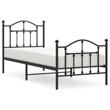 Metal Bed Frame without Mattress with Footboard Black 80x200cm 353448
