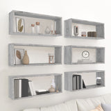 Wall Cube Shelves 6 pcs Grey Sonoma 60x15x23 cm Engineered Wood 815929
