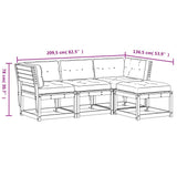 4 Piece Garden Lounge Set with Cushions White Solid Wood Pine 3216911