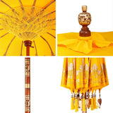 Balinese Parasol Yellow 125 x 125 x 260 cm Cotton and Wood 42006467