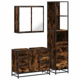 3 Piece Bathroom Furniture Set Smoked Oak Engineered Wood 3301142