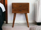 Solid Wood Mini Chestnut Bedside, 2 Drawers, Dark Brown B2743P402950