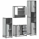 ZNTS 4 Piece Bathroom Furniture Set Grey Sonoma Engineered Wood 3301228