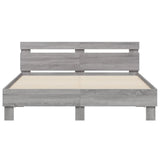 Bed Frame Grey Sonoma Engineered wood Double Durable Bed Frame 3207425