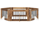 Dog Gate with Stands 6 pcs Old Wood 80 x 60 cm Engineered Wood 892143