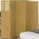Room Divider 5 Panels Brown Solid Wood Paulownia 358821