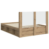 Bed Frame with Storage and Headboard Artisan Oak 135 x 190 cm 3413868