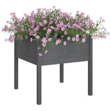 Garden Planters 2 pcs Grey 70x70x70 cm Solid Pinewood 810814