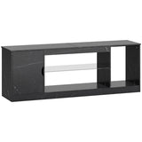 TV Stand Cabinet, Marble Effect TV Unit for up to 55" TVs with Glass Shelf and Storage Cabinet, T3398P377867