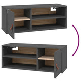Wall Cabinet Grey 80x30x30 cm Solid Wood Pine 818389