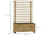 Wooden Raised Planter, with Back Trellis - Natural Finish T3398P313599