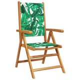 7 Piece Garden Dining Set Leaf Pattern Fabric and Solid Wood 3281728