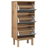 Shoe Cabinet OTTA with 3 Drawers Brown&Grey Solid Wood Pine 351310