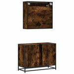 ZNTS 2 Piece Bathroom Furniture Set Smoked Oak Engineered Wood 3300942