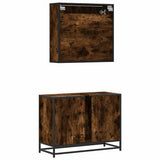2 Piece Bathroom Furniture Set Smoked Oak Engineered Wood 3300942