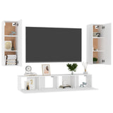 4 Piece TV Cabinet Set White Engineered Wood 3074455
