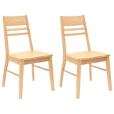 Dining Chairs 2 pcs Natural 43 x 54 x 89 cm Solid Rubber Wood 42020441
