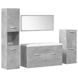 5 Piece Bathroom Furniture Set Concrete Grey Engineered Wood 3324878
