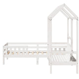 Bed and Bench Set with Roof without Mattress White 75x190 cm Small Single 3282184