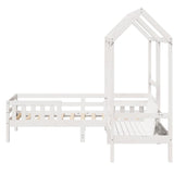 Bed and Bench Set with Roof without Mattress White 75x190 cm Small Single 3282184