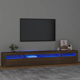 TV Cabinet with LED Lights Brown Oak 240x35x40 cm 3152729