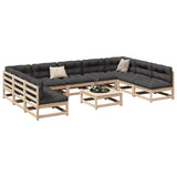 10 Piece Garden Sofa Set Solid Wood Pine 3299592