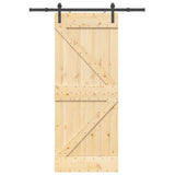 Sliding Door with Hardware Set 85x210 cm Solid Wood Pine 3332605