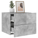 ZNTS Wall-mounted Bedside Cabinet with LED Lights Concrete Gery 836818