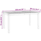 Garden Dining Table 150x90x75 cm Solid Wood Teak 316606