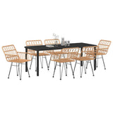 Garden Dining Set 7 pcs Brown Powder-Coated Steel 3379182
