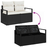 Garden Sofa Set with Storage 7 pcs Black Poly rattan 3358399