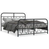 Metal Bed Frame without Mattress with Footboard Black 140x190cm 377135
