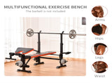 Adjustable Weight Bench with Leg Extension, Barbell Rack, Preacher Curl Pad, Butterfly, T3398P349196