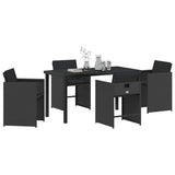 Garden Dining Set 5 pcs Black Poly Rattan 3380690