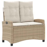 Reclining Garden Bench with Cushions Beige Poly Rattan 368229