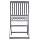 Outdoor Chair Set of 4 Grey Solid Acacia wood Medium Foldable 46336