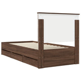 Bed Frame with Drawer Brown Oak 75 x 190 cm Engineer Wood 3409516
