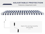 Manual Retractable Awning, 3.5x2.5 m-Dark Blue/White Stripes T3398P310344