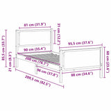 Bed Frame with Headboard Light Grey 90 x 200 cm Fabric 878354
