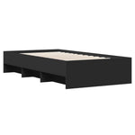 ZNTS Bed Frame without Mattress Black 75x190 cm Small Single Engineered Wood 3295710